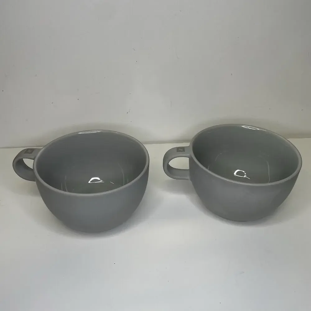 Nespresso Barista Big Game Collection Cappuccino Coffee Cup Set of 2 Medium Gray